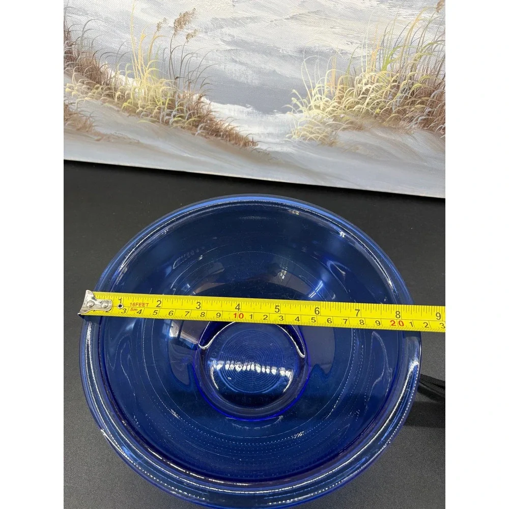 Pyrex Cobalt Blue Glass Mixing Bowl 2.5 Quart 325 Round Serving Dish Vintage
